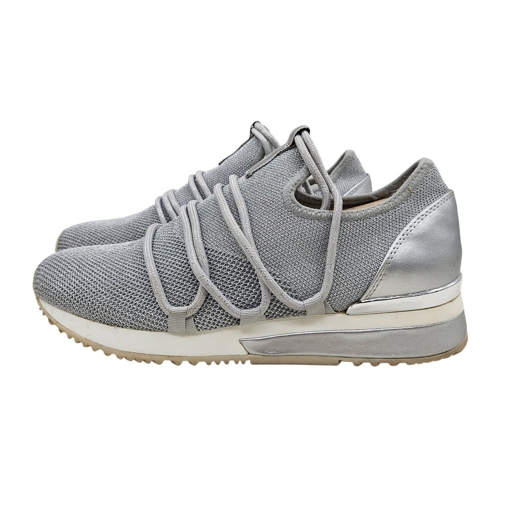 Urban Sport Mara J/Slides Womens Silver Metallic Knit Platform Sneakers Size 10M